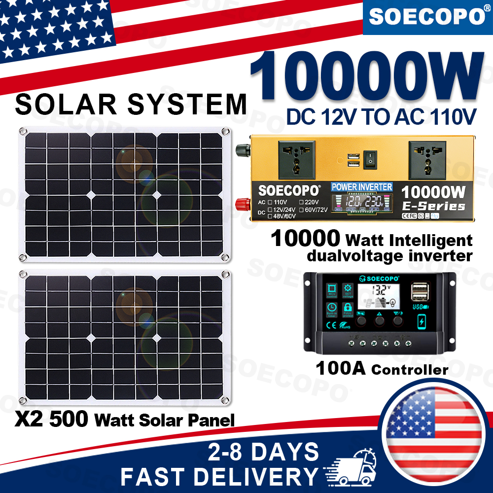 Renewable Energy Kit - (US-Lagerbestand) 10000W Spitzenleistungs-Solargenerator-Kit 1000W Photovoltaik-System (2x500W